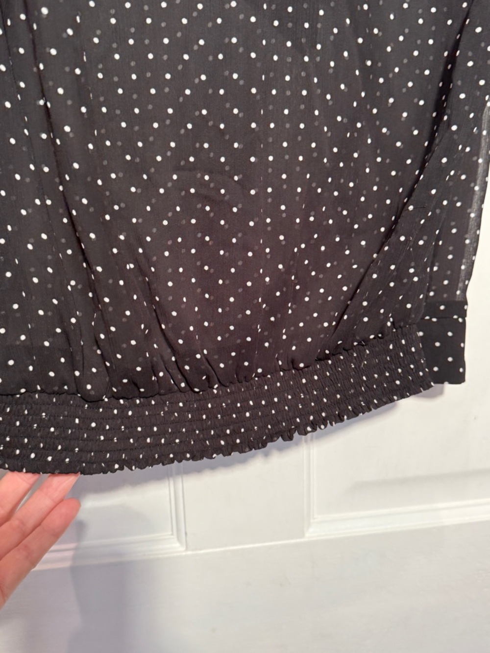 The Limited XS Sheer Polka Dot Blouse Tie Neck Chic Office Top - Picture 12 of 14